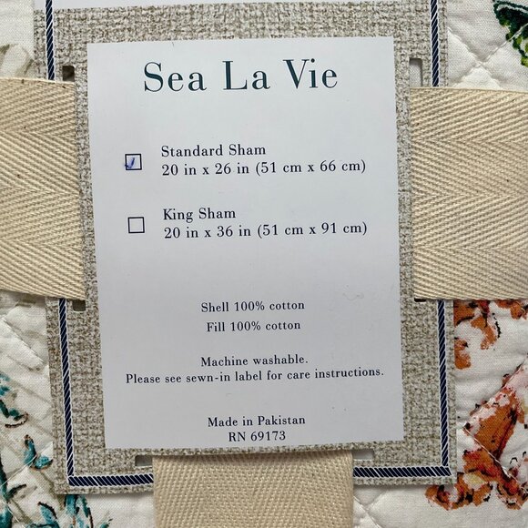 Sea La Vie Standard Shams 20" X 26" Sea Breeze Collection Cotton Floral Design S - Picture 3 of 3